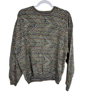 Jhane Barnes Men Large Knit Sweater Coogi Bill Cosby style Crewneck Abstract